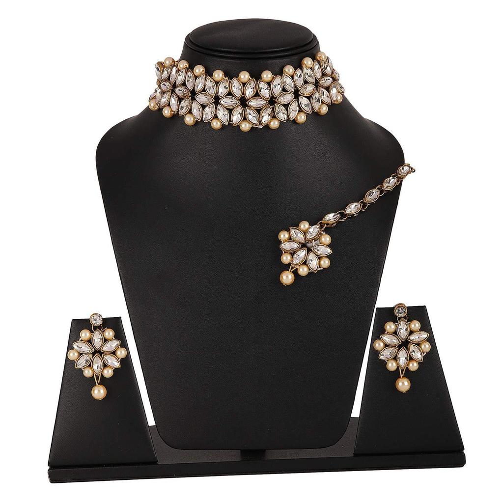 Latest Choker Design Antique Kundan Traditional Necklace Jewellery Set for Women