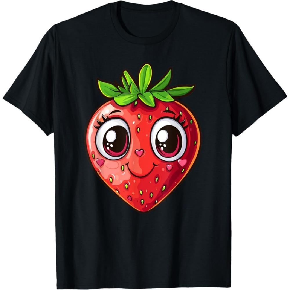 

Adorable Kawaii Strawberry Heart Eyes T-Shirt XXXXXL чёрный