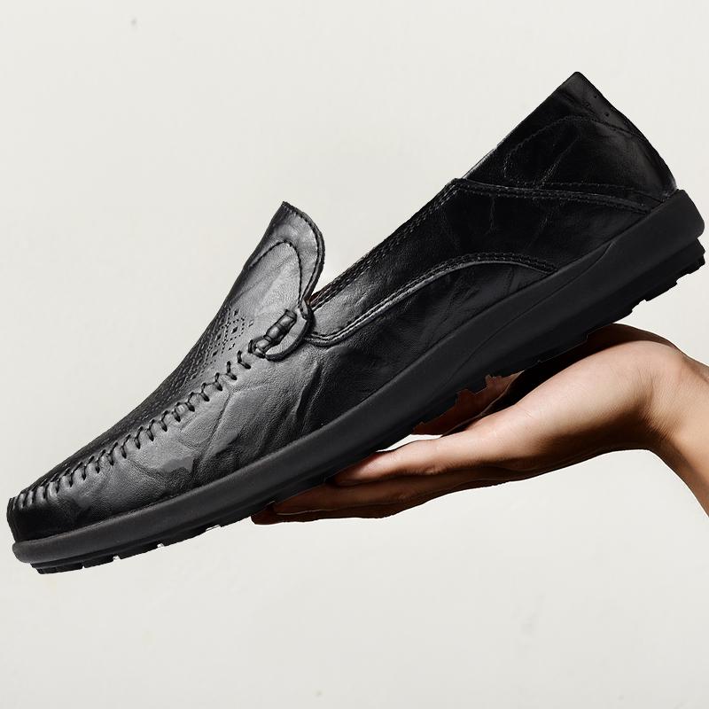 Модные повседневные мужские мокасины Slip on Formal Men Moccasins Итальянские черные — фото 7