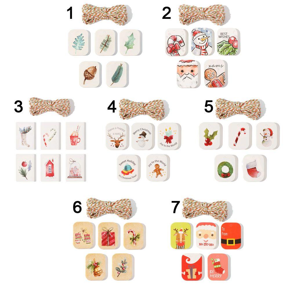 48/50pcs Party Cards Xmas Decoration Wrapping Supplies Christmas Labels Hang Tags Kraft Tag Gift Wrapping