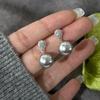 Luxury Geometric Round Pearl Earrings European American Fashion Elegant Exquisite Jewelry Temperament