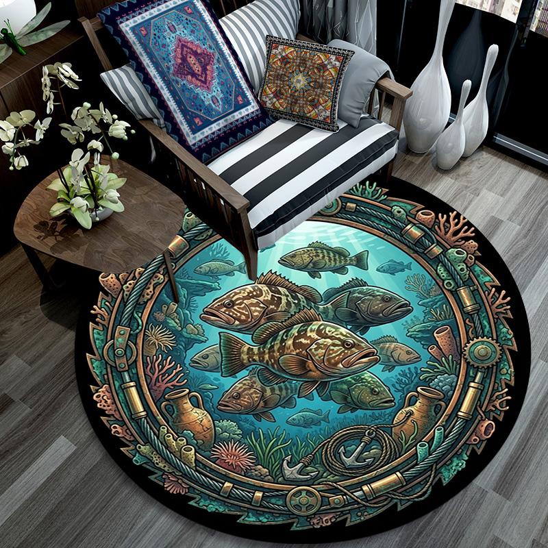 Underwater Marine Life Round Area Rug Under Office Chairs Bedroom Living Room Home Decor