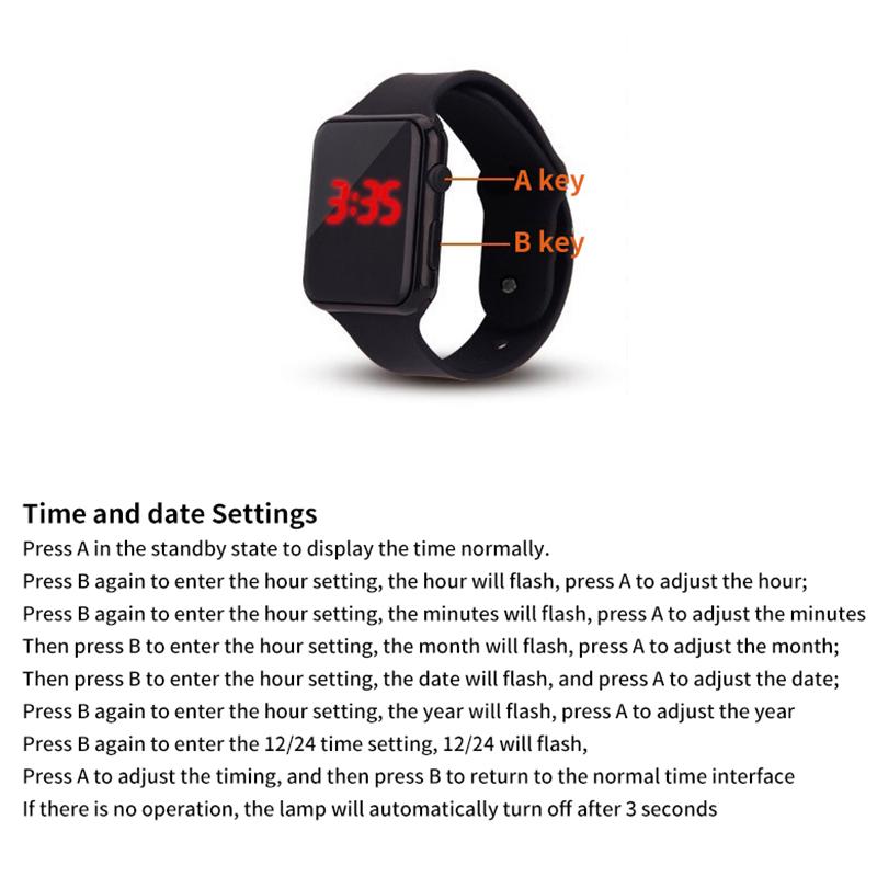 Sport Digital Watch Women Men Square Led Watch Silicone Electronic Watch Women'S Watches Clock Relogio Feminino Digital Reloj