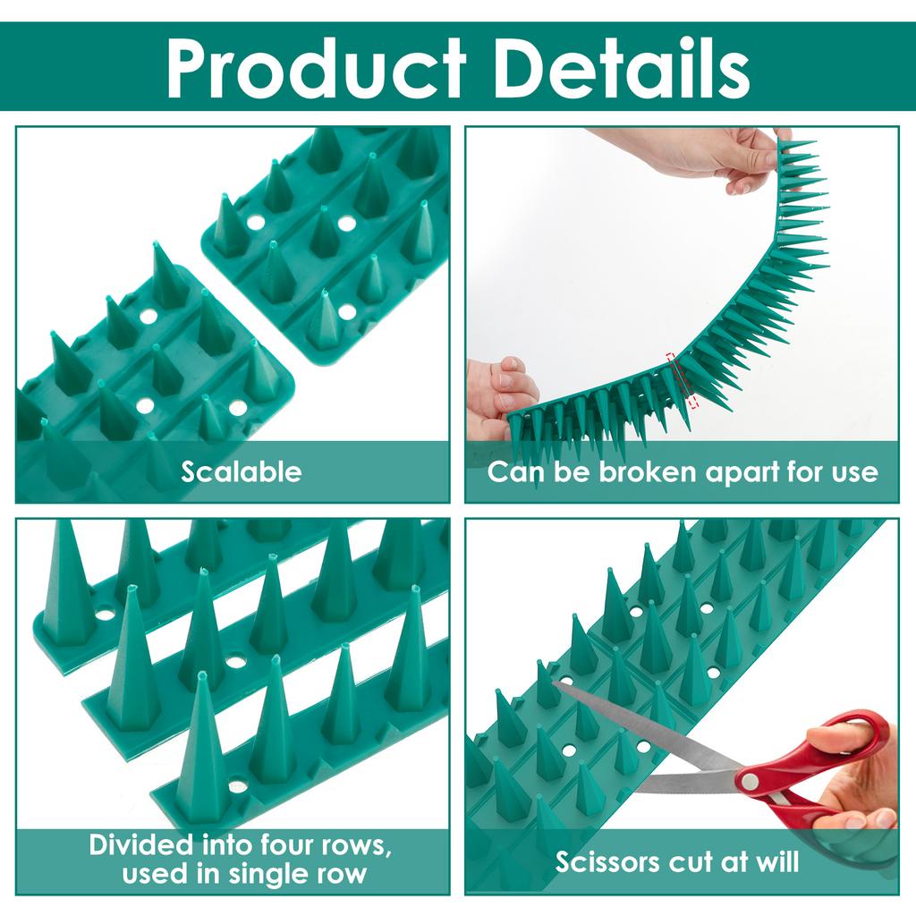 20 szt. Kolce na ptaki Plastikowe nakładki na ogrodzenie, aby powstrzymać gołębie lub zwierzęta, Odstraszacz lisów i wiewiórek Ogrodzenie anty-wspinaczkowe na ścianę ogrodu