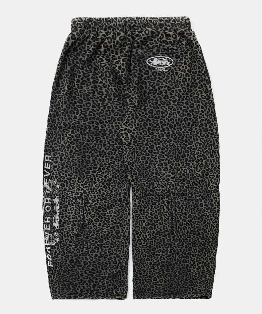 BADBLOOD Viper Logo 2-Way Curved Jogger Trousers - Black Leopard