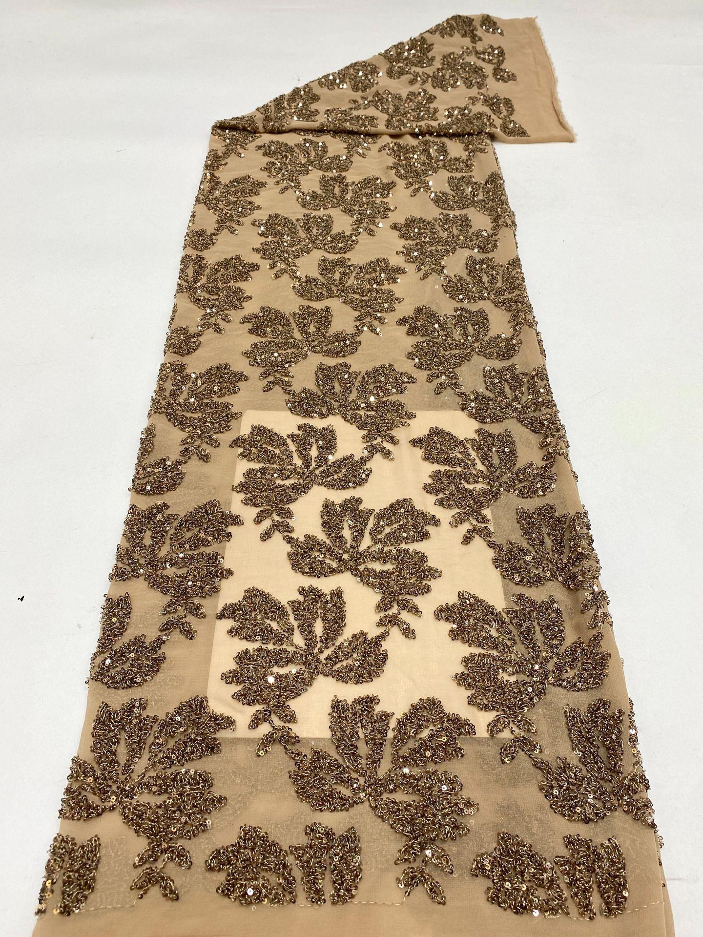 Chiffon Base, Floral Pattern, Foam Embroidery, Sequin Embroidery, Dress Fashion Sequin Fabric