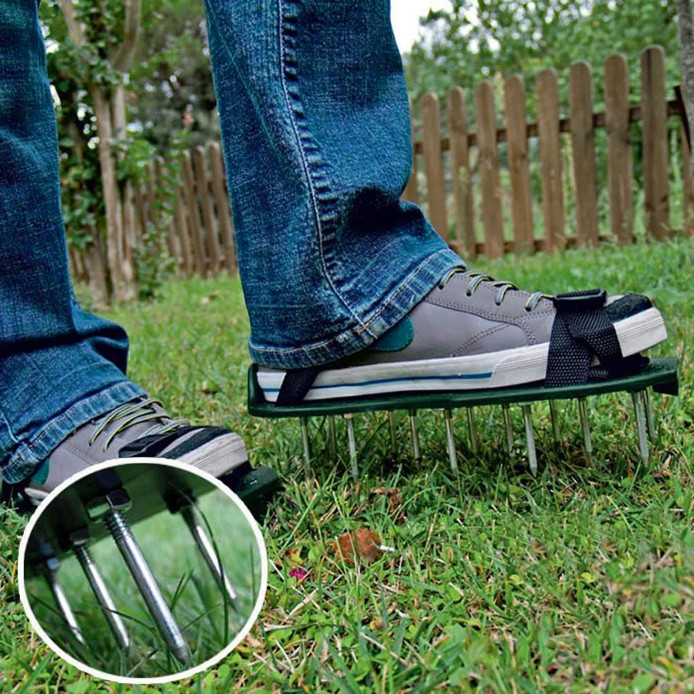 1 Pair Garden Nail Shoes Grass Loose Soil Lawn Aerator Sandals Nail Shoes Yard Garden Tool Cultivator Scarification Shoes