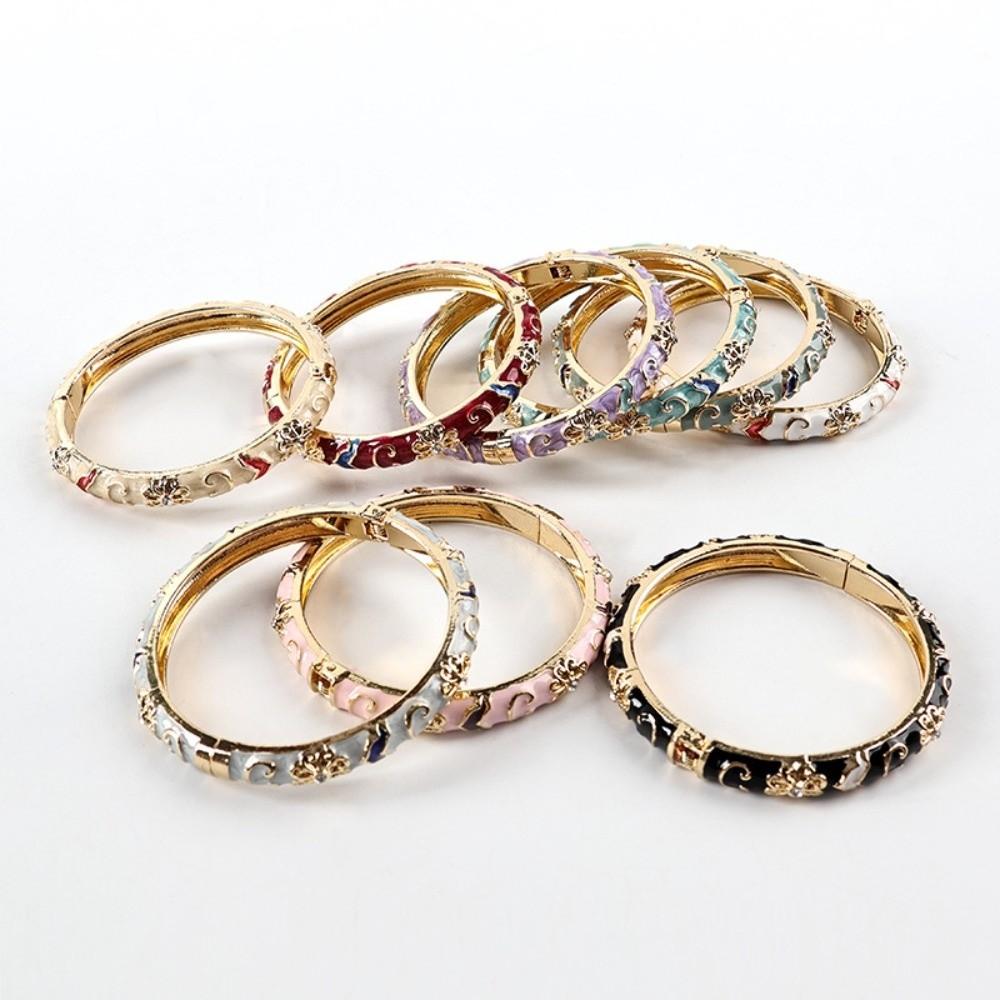 Colorful Vintage Cloisonne Bangle Traditional Women's Hand Bracelet Fashion Flower Bangle Girls