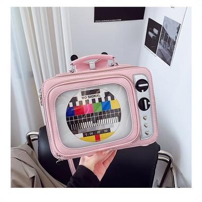 2025 New Retro TV Pain Bag Small Food Intake Square Antenna Bow Removable and Cross-shoulder