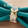 925 Sterling Silver Mother of Gold X Ring Fashion Wedding Jewelry