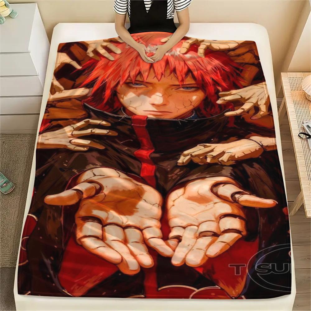 Naruto Multi Function Flannel Blanket, Warm Printed Cover for Daily Household, Bedroom Decor and Travel.-TING