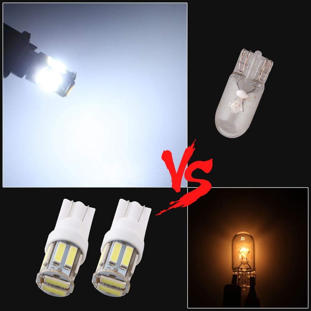 Grandview T10 194 168 921 W5W White LED Interior Lights Bulb Car Replacement Lights Truck License Plate Front Rear Sidemarker Light Dome Map LED