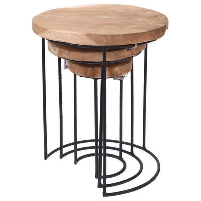 Round Metal Coffee Table, 3 Pieces