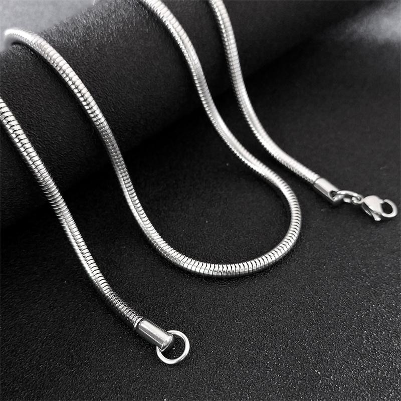 Trendy Round Snake Chain Necklace for Women Men Stainless Steel Silver Color Fashion Making Accessories Link Necklaces Jewelry