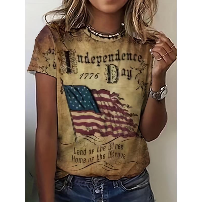 

Summer cross-border T-shirt European and American series digital printing women s round neck T-shirt top S