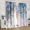 2pcs Luxury Beautiful Flowers Print Curtain Rod Pocket Curtains, Decorative Curtains For Living Room Bedroom Office Home Decor