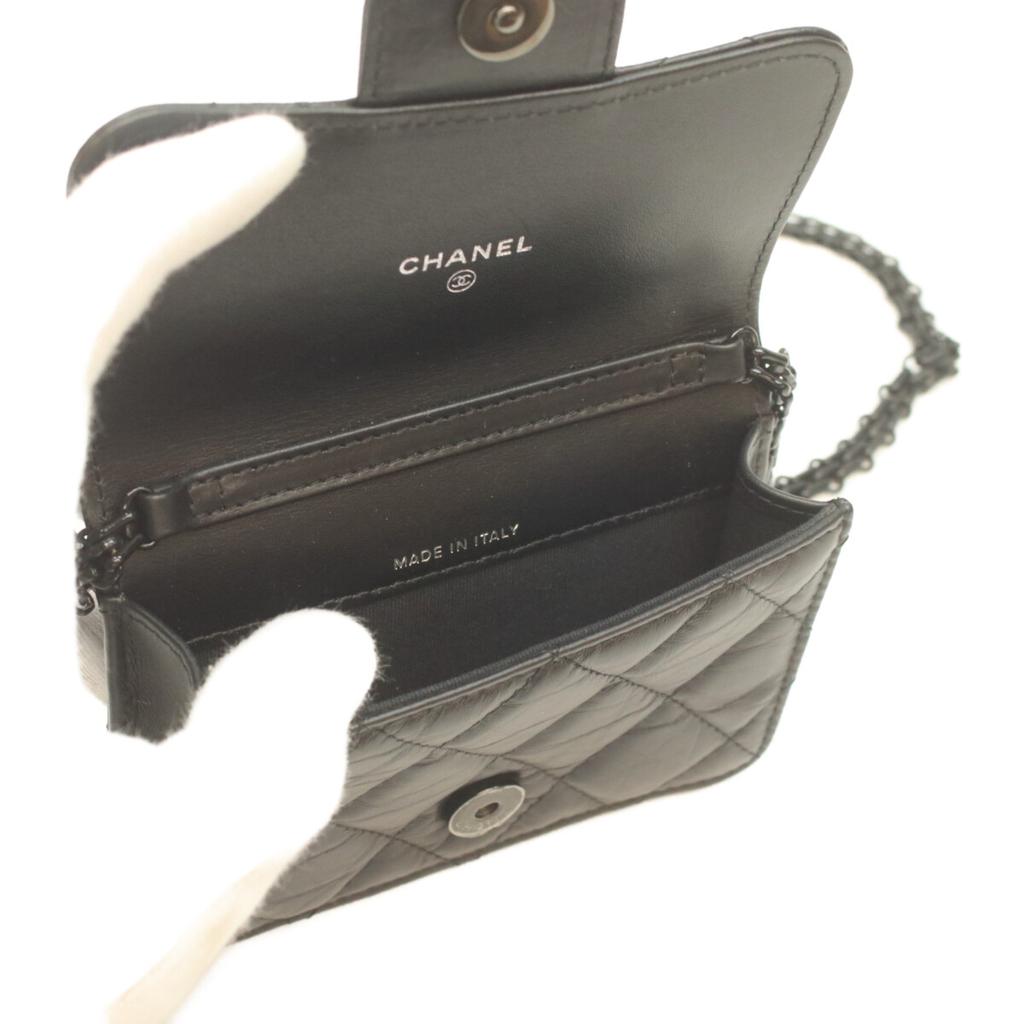 CHANEL 2.55 Sobrack Vintage Calfskin Card Case Chain Mini Shoulder Shoulder bag Black/BlackHardwareUsed