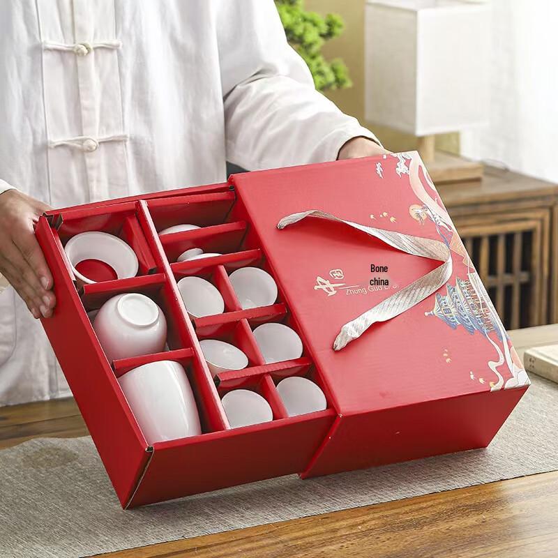 Shangqi Gold-Painted White Porcelain Gongfu Tea Set