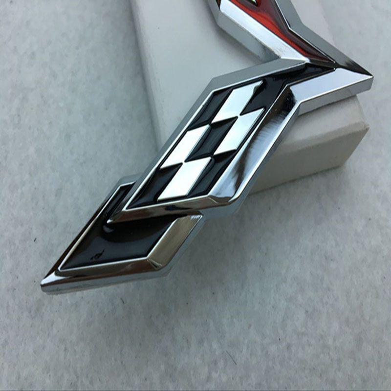 Elegant Zinc Alloy Metal Crossed Flag Emblem For Corvette C7 Stingray Badge