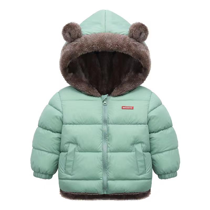 Boys Girls Thick Jackets Winter Kids Padded Fleece Warm Coats Children Hooded Outerwear Kids Clothes Cashmere Snowsuit