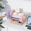 Schreibtisch-Organizer mit Aktenhalter, 4-stufige Schreibtischzubehör- & Arbeitsplatz-Organizer mit Schublade und 2 Stifthaltern, Papier-Organizer für Büromaterial