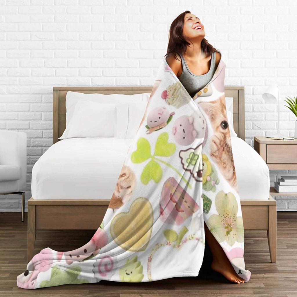 Cat Meme Photos Warm Blanket  Child Plush Throw Blanket Fluffy Couch Chair Flannel Bedspread Sofa Bed Cover