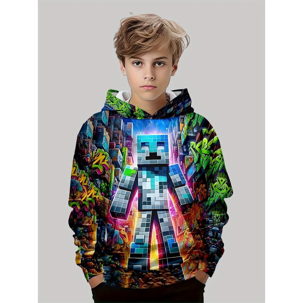 Kinder Top Hoodies Stilvoller 3D-Druck Jungen Lässiger Pullover Langarm Sweatshirt für Frühling Herbst Kinder Hoodies Outdoor-Bekleidung