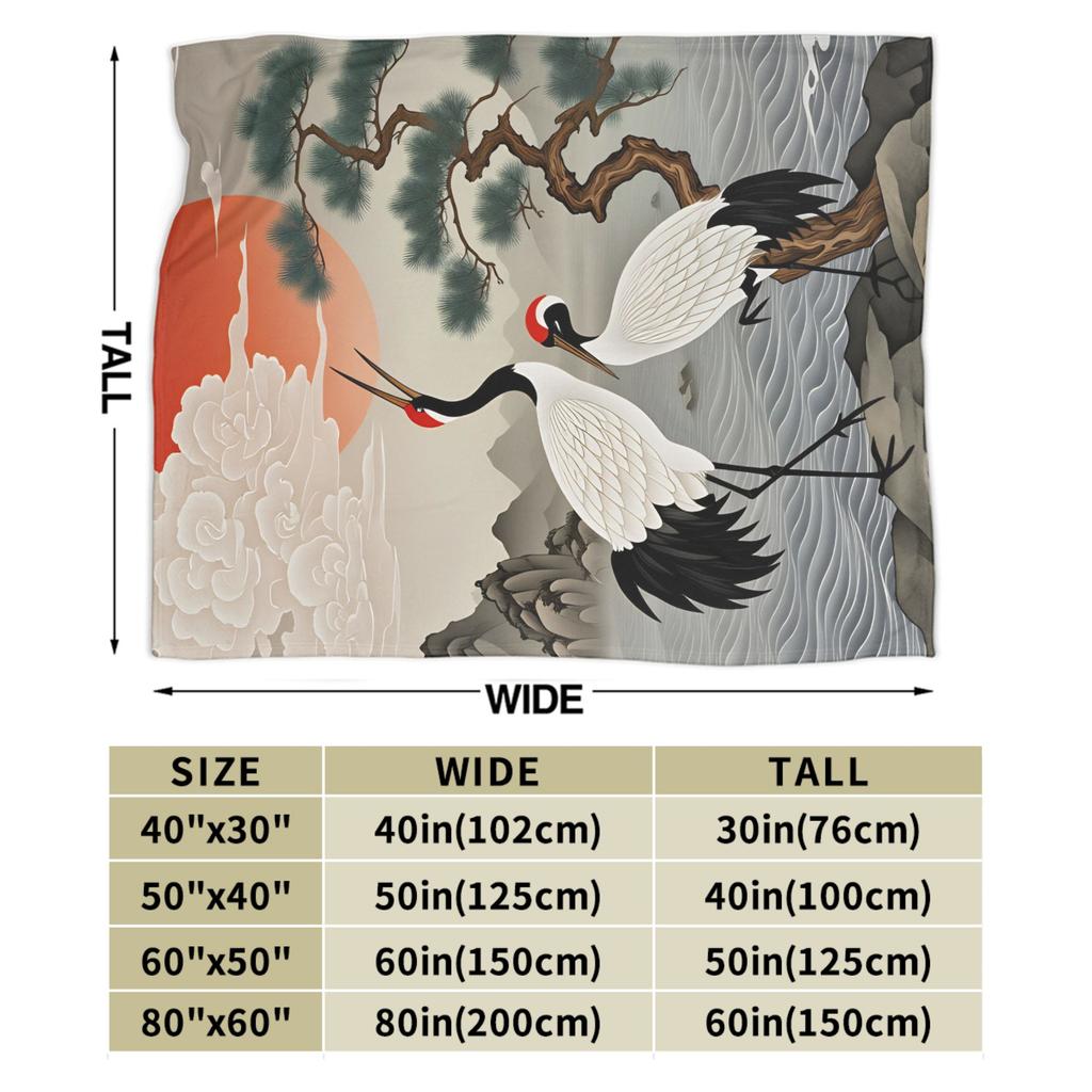 Soft Warm BlanketStudents Travel Chinese Style Crane Throw Blanket Flannel Bedspread For Couch Bed Novelty Sofa Bed Cover