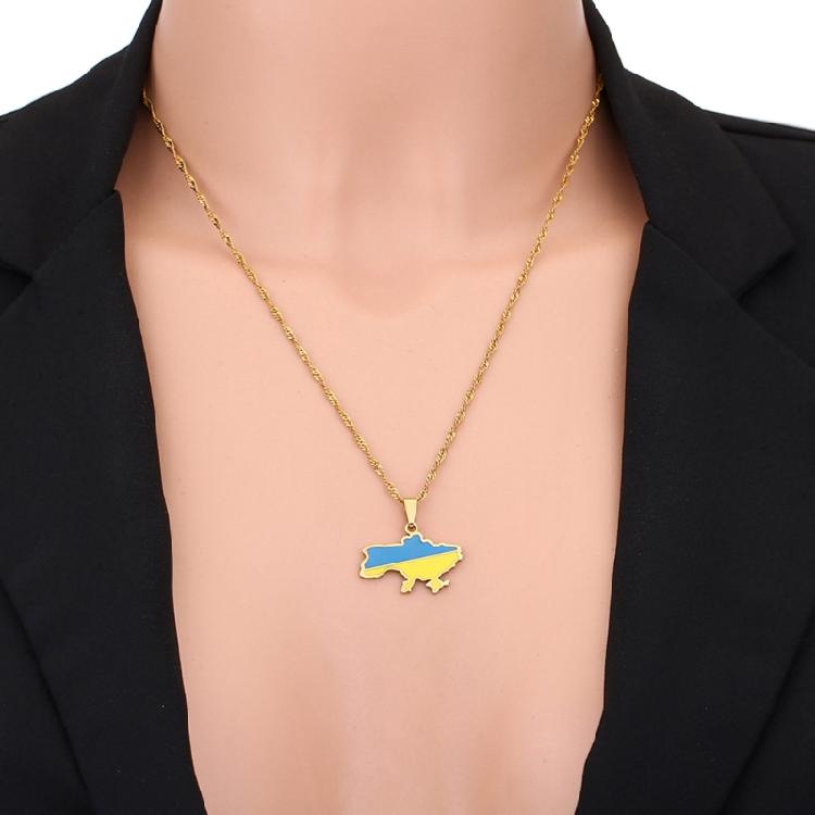 Stainless Steel Ukraine Map Pendant Necklace Ukraine Outline Jewelry Gift