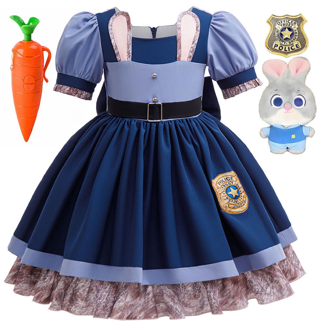 Película Zootopia 2 Disfraz de Conejita Judy Valiente Lindo Para Bebé Niña Juego de Rol Judy Hopps Disfraz de Conejo Set de Muñeca 2-10 Años