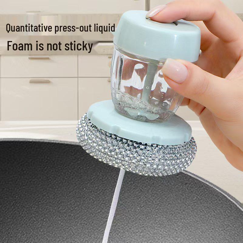 High-Efficiency Automatic Liquid Dispensing Pot Brush with PET Balls for Easy Cleaning