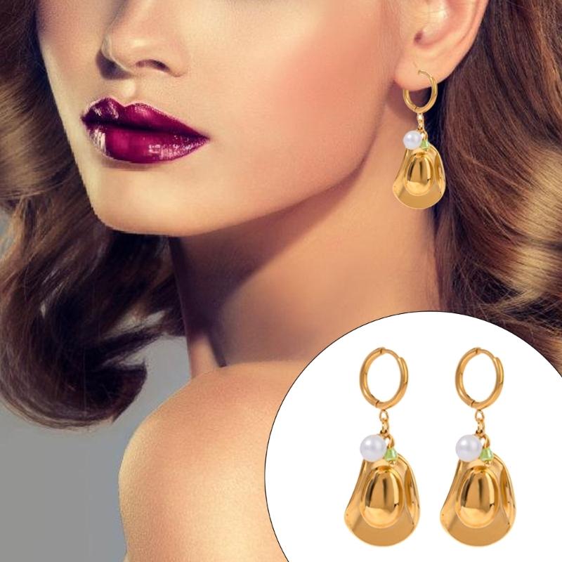 Practical Stainless Steel Fish Scallops Shells Charm Earrings Fashion Gold Color Jewelry for Women and Mom's Gifts
