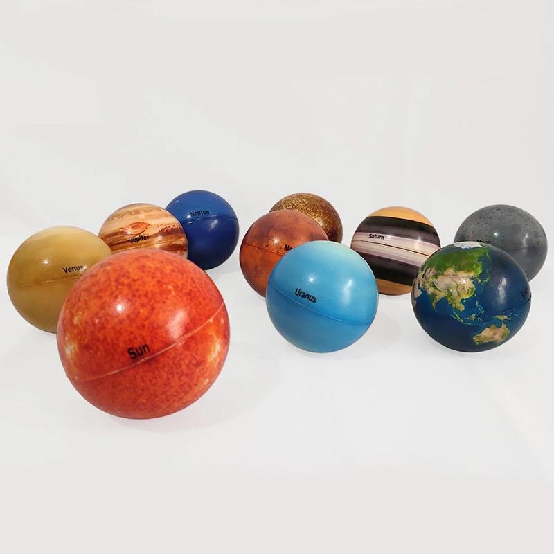 10 Pcs Solar System Planet Balls Stress Ease Educational Toys Safe Sponge Solid Plush Sphere Ideal Bouncy Pu Sphere Toy Gifts