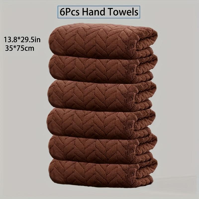 6 Pcs Microfiber Towel Set with Wheat Ear Design - Soft, Comfortable & Absorbent for Face Washing, Bathing, Sports, Fitness & Sp