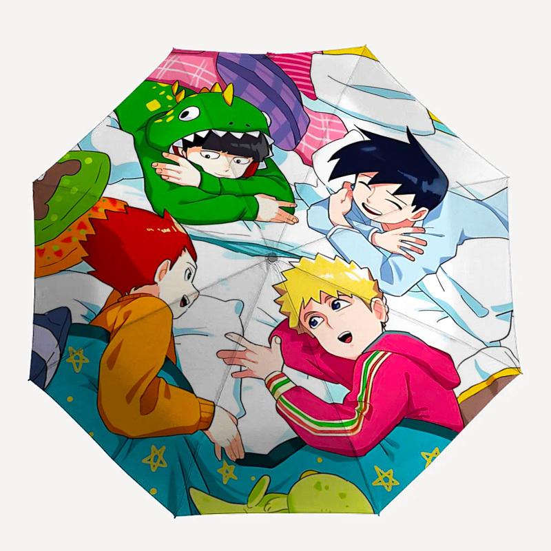 1pc Outdoor Umbrella with Naruto, Sasuke, Sakura, and Kakashi Print - Automatic Opening/Closing Umbrella with Portable Tri-Fold Design, 8-Rib Iro