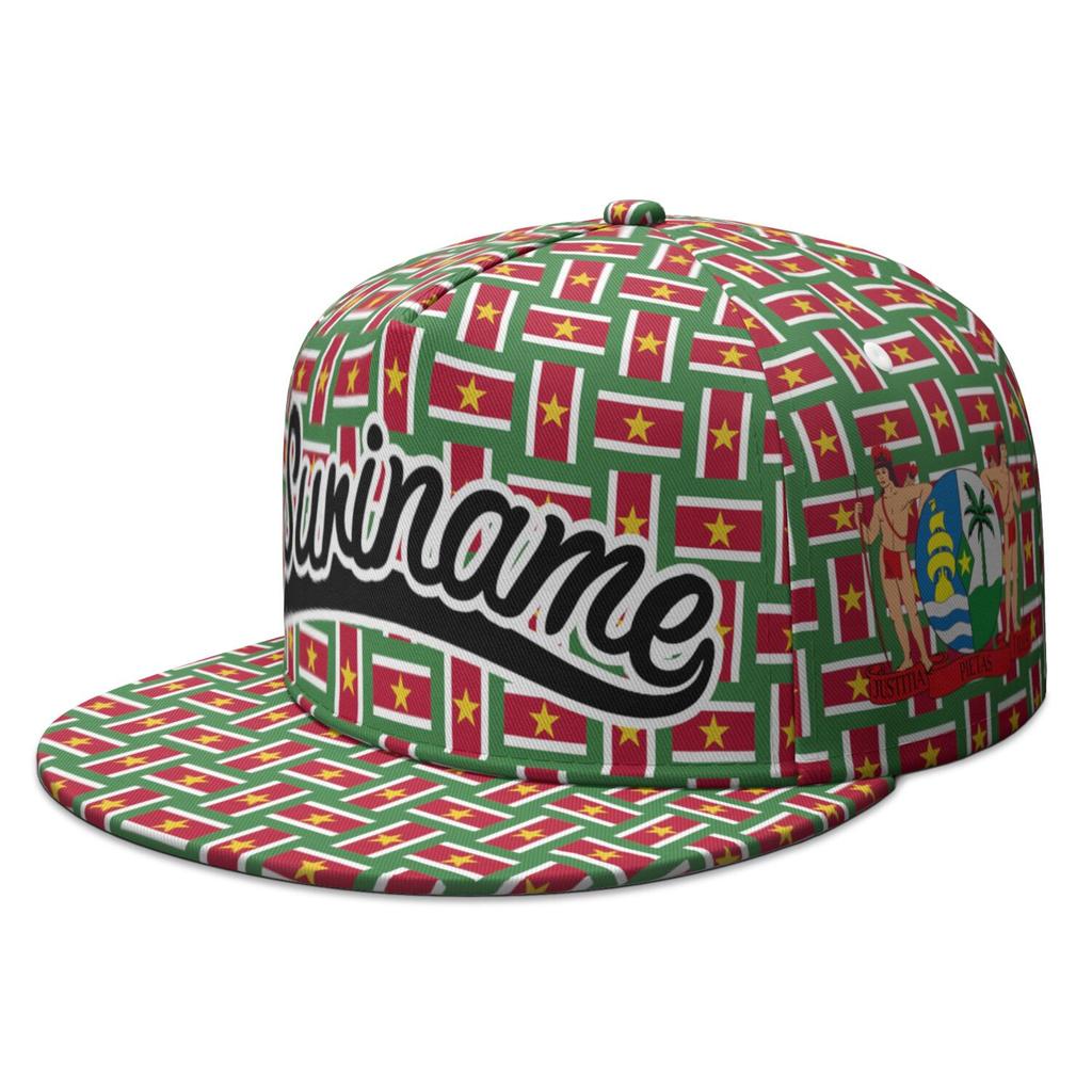 Suriname Flat Brimmed Cap Custom Name Number Logo Hip-hop Hat Nation Flag Dutch Sranan Sarnam Sur Country Print Photo Headgear