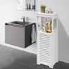 4-Tier White PVC Bathroom Storage Cabinet – Floor Standing Organizer with Ventilated Door – 35.4 Inch Tall
