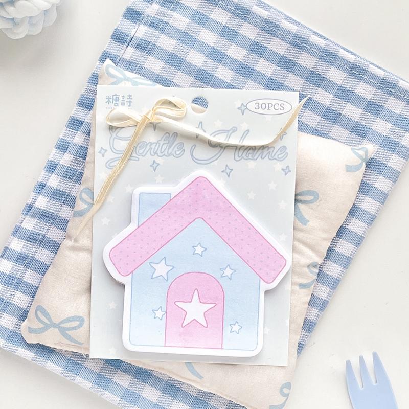 80 Sheets Cute Sweet House Sticky Notes Korean Ins Message Paper Journal DIY Base Material Memo Pad School Stationery