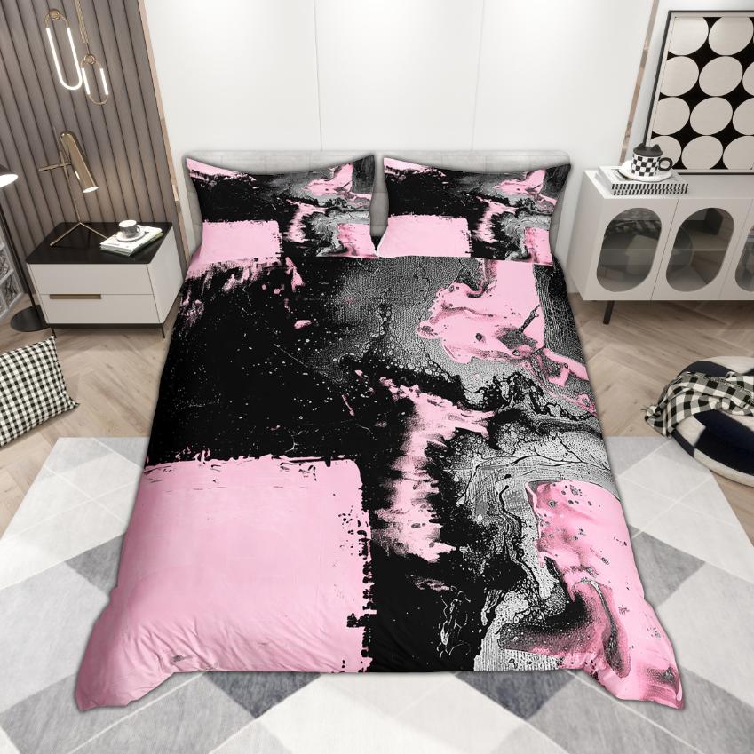 Homewish Modern Abstrakt Påslakanset 2 st/3 st, Akvarell Ombre Sängkläder, Oljemålningsestetik Täcke Set