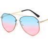 Fashion Sunglasses Double Beam Sun Glasses Anti-UV Spectacles Alloy Frame Eyeglasses Personality Gradient Lens Ornamental