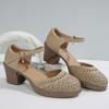 European and American Fashion Foreign Trade Large Size High Heel Strap Sandals Women's Cross-border New Summer Baotou Block Heel Sandals