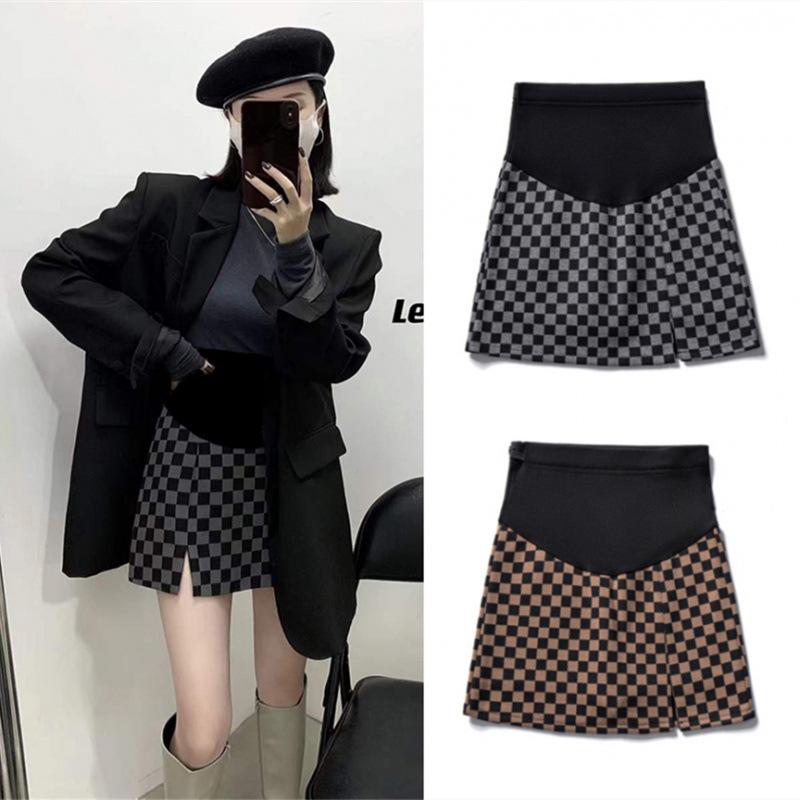 

Autumn/Winter 2025 Plus Size Plaid Slit Maternity A-Line Skirt Medium