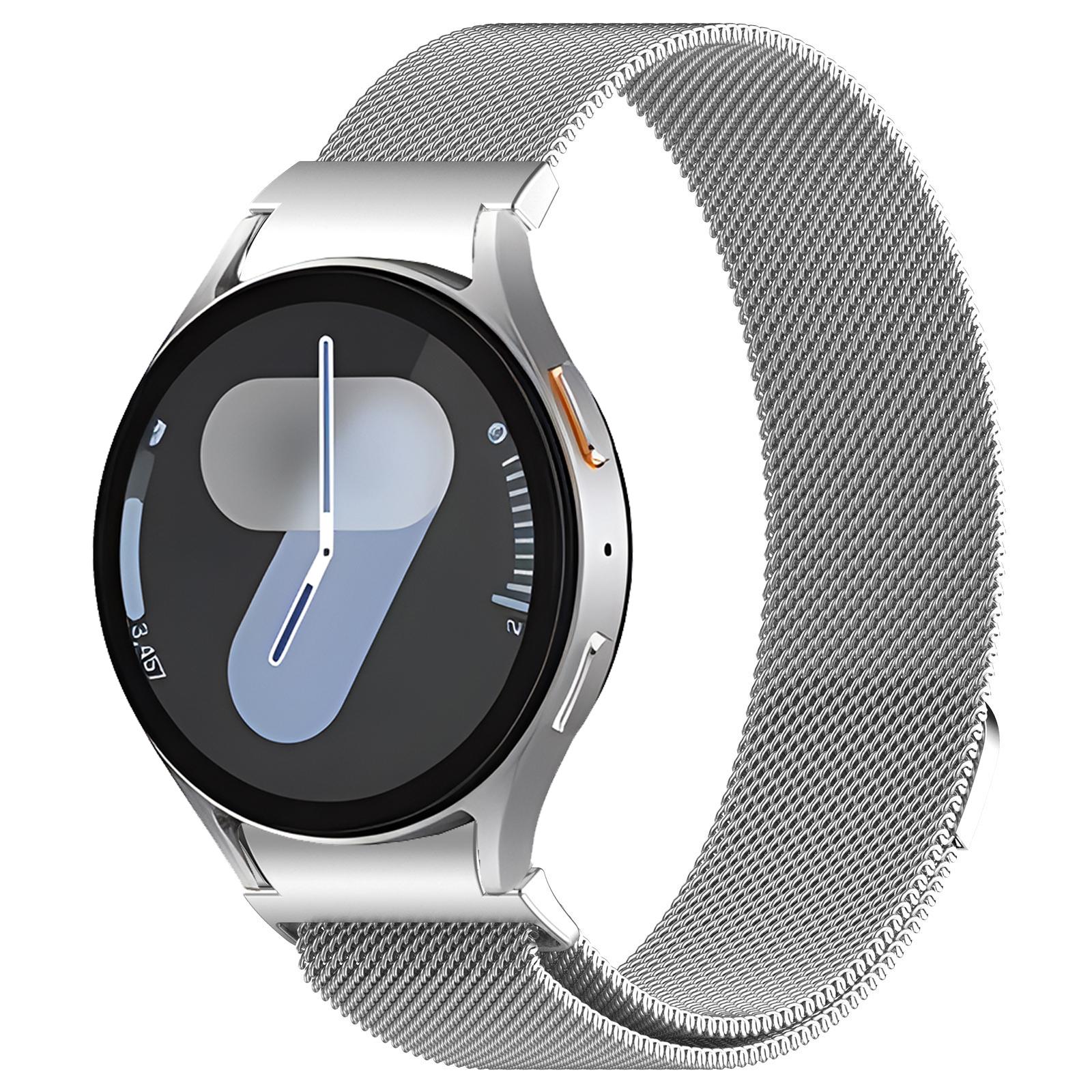 

No gap Bracelet for Samsung Galaxy Watch 7 6 5 4 44mm 40mm/6 Classic 47mm 43 46mm Metal Magnetic Strap for Watch 5 Pro 45mm Band Watch 6 Classic 43mm серебряный