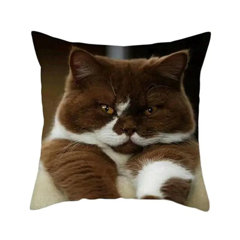 Cushion Cover Cute Cat Pattern Square Pillowcase Zipper  Birthday Gift Sofa  Home Hotel Decoration 45*45cm