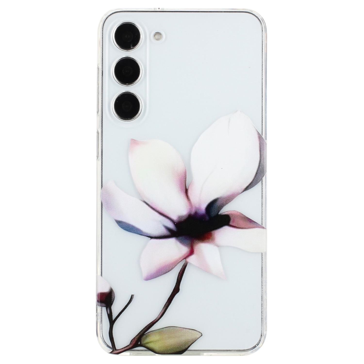 

For Samsung Galaxy S23+ Slim Case Pattern Printing Soft TPU Phone Cover White Flower