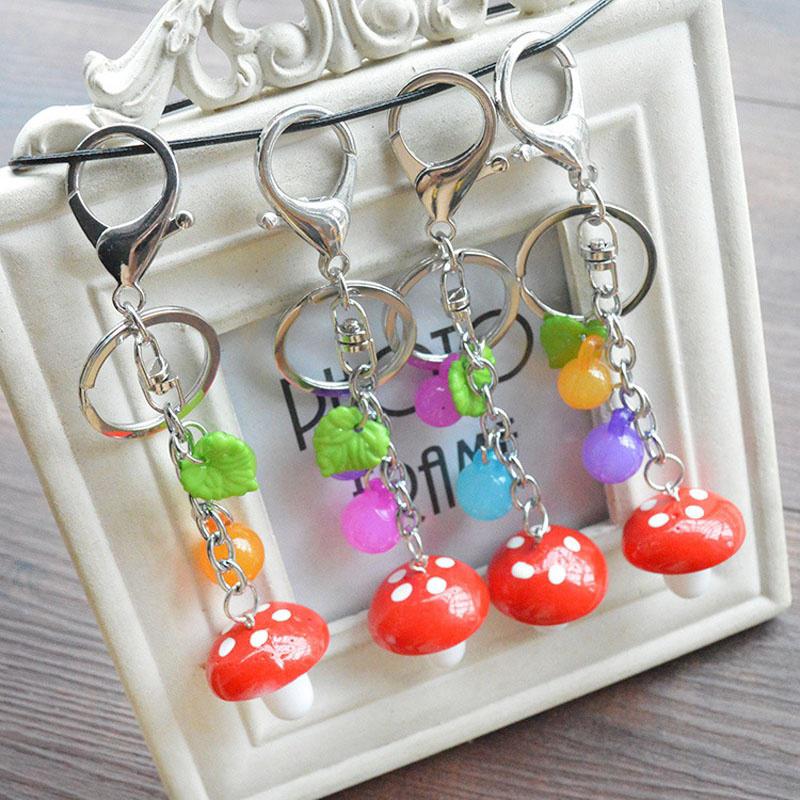 Buy Red Mushroom Charm Keychain Ring For Keys Car DIY Bag Key Chain Handbag phone pendant