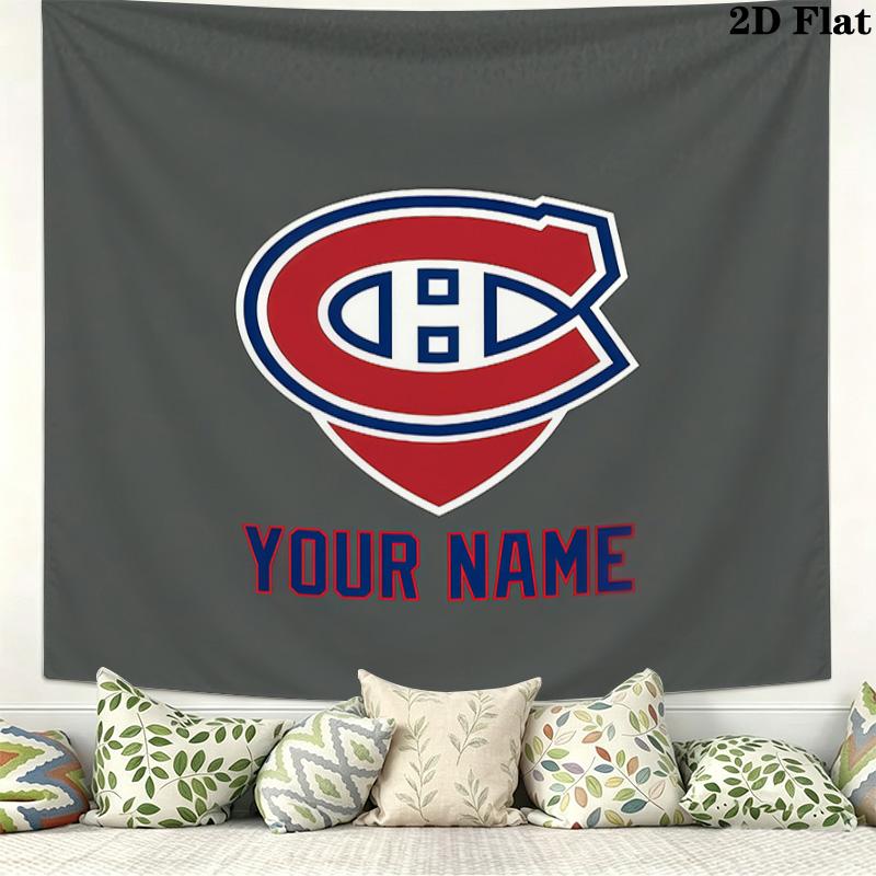 Custom Name Montreal CanadiensPrinted Tapestry – Wall Hanging for Bedrooms, Dorms, and Home Decor