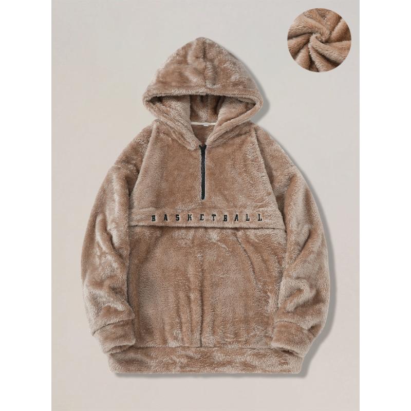 Spliced   hooded Sweatshirt for Men in Autumn and Winter Versatile Warm Loose Pullover Top