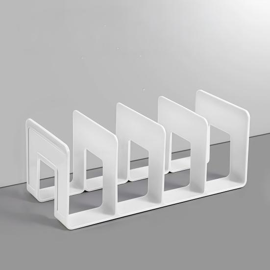 Acrylic Bookends with Four-Compartment Dividers Bookend Horizontal And Vertical Use Durable Acrylic Desktop Organizer for Office And Home
