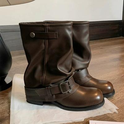 Designer Women's Ankle Boots Mid Heels Leather Winter Shoes Fashion Trend Gothic Boots New Walking Dress Short Mujer Botas